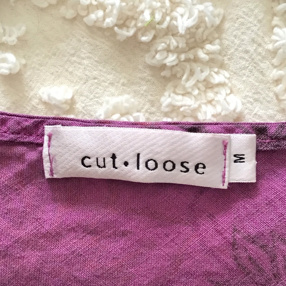Cut Loose Purple Floral Linen Dress M - Picture 3 of 5